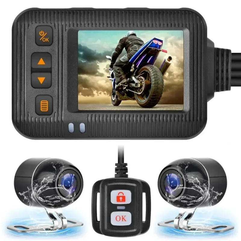 otorcycle DVR System with G-Sensor Parking Monitor, High Definition 1080P Motorcycle Dash Cam with Front and Rear View Cameras