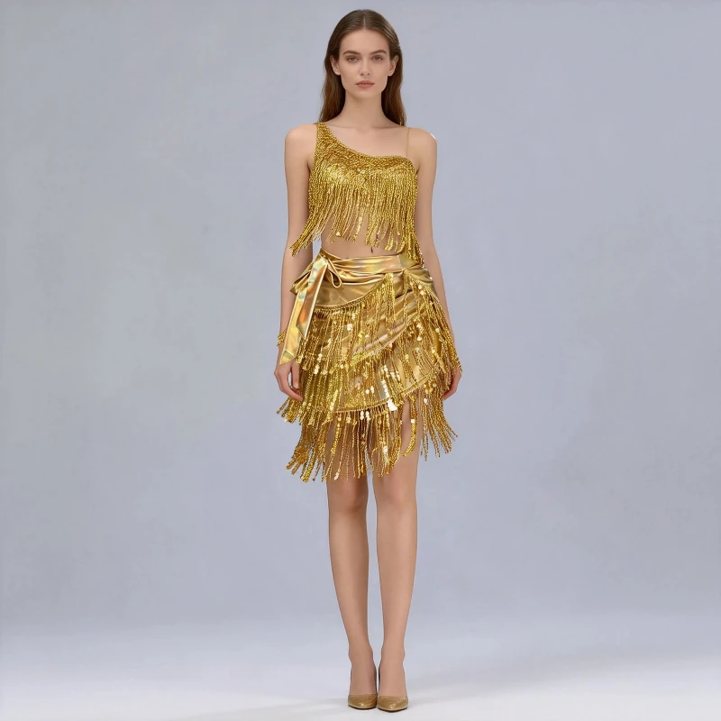 New Latin Dance Waist Chain Shake Towel Dance Sequined Fringed Hip Towel Belly Dance Fringed Towel Skirt Patent Leather