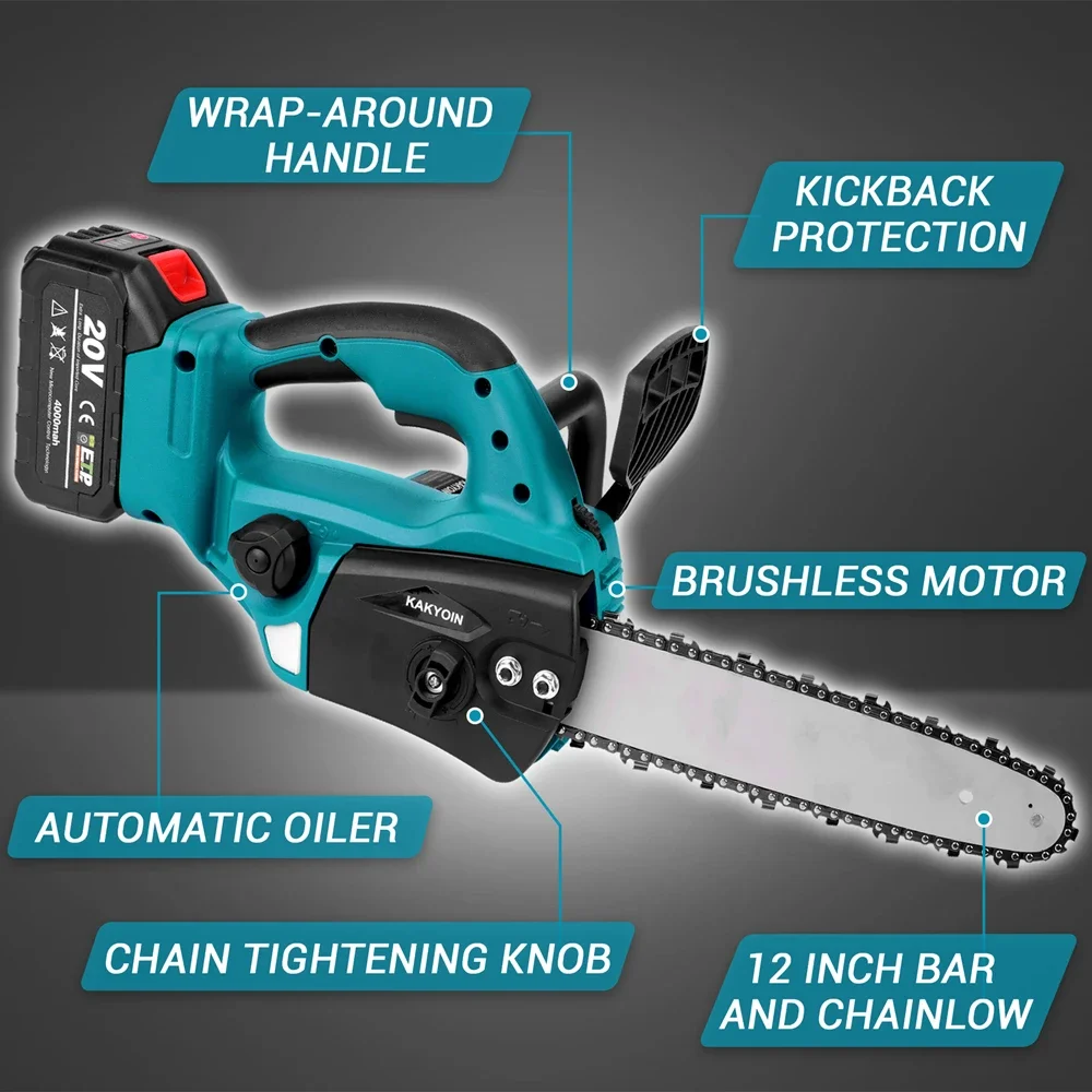 3500W 12 Inch Brushless Electric Saw Cordless Chainsaw Oil Chain saw Brushless Motor logging Power Tool for 18V Makita Battery