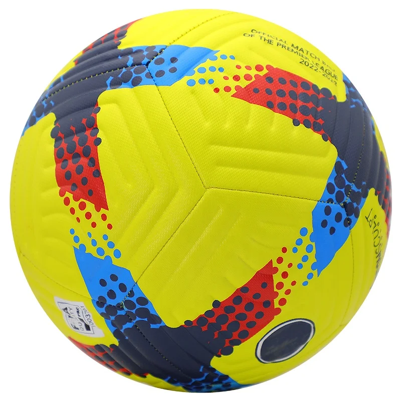 เย็บด้วยเครื่องจักร PU คุณภาพสูง สำหรับลูกฟุตบอลขนาด 5 ฝึกซ้อมมืออาชีพสำหรับผู้ใหญ่และเด็ก มีสินค้าขายส่งจากโรงงาน รับผลิตตามแบบ