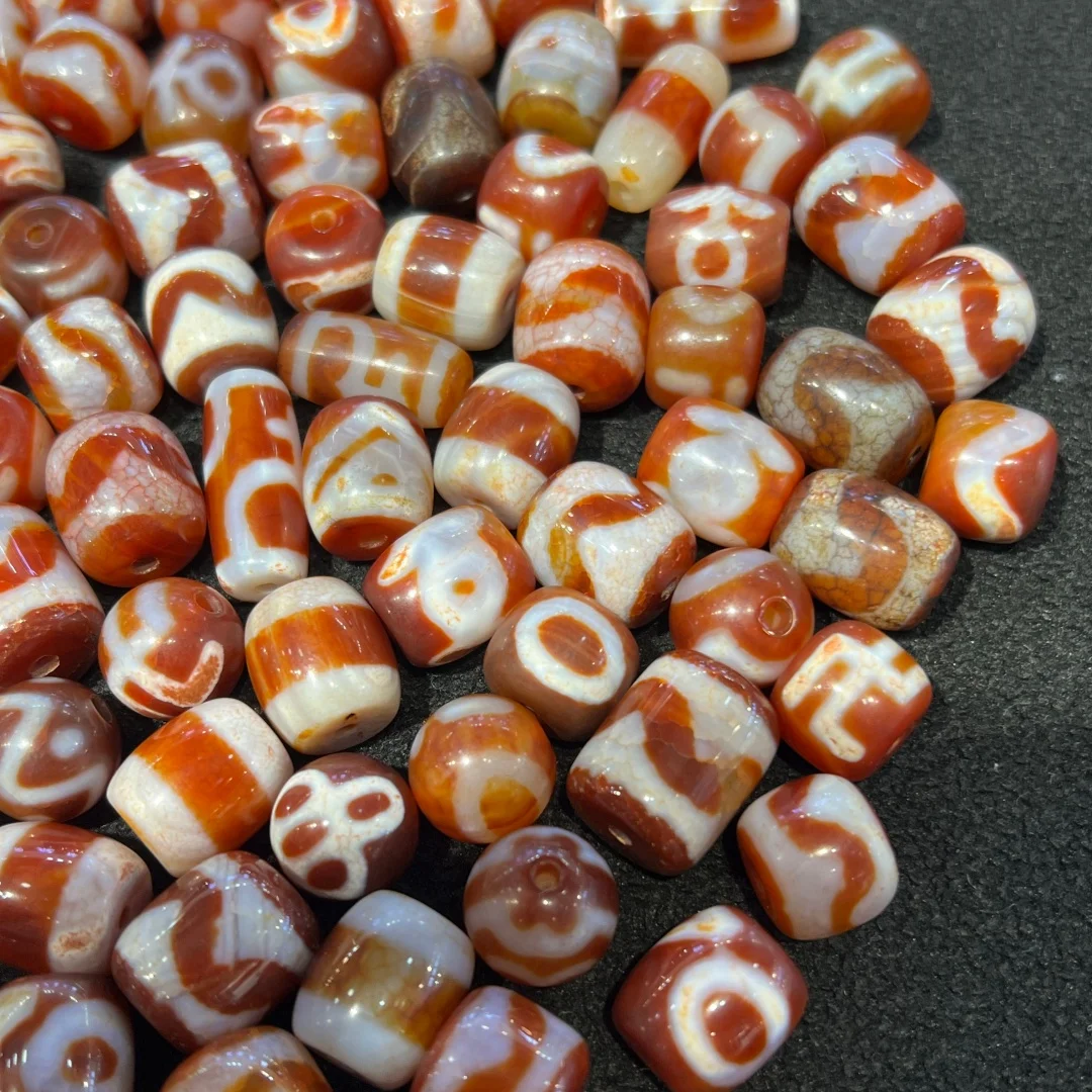 50pcs/lot Live Hot Promotion Limited-Time Discount 10mm Round Red Agate Dzi Bead Carved Barrel Beads Bulk Wholesale