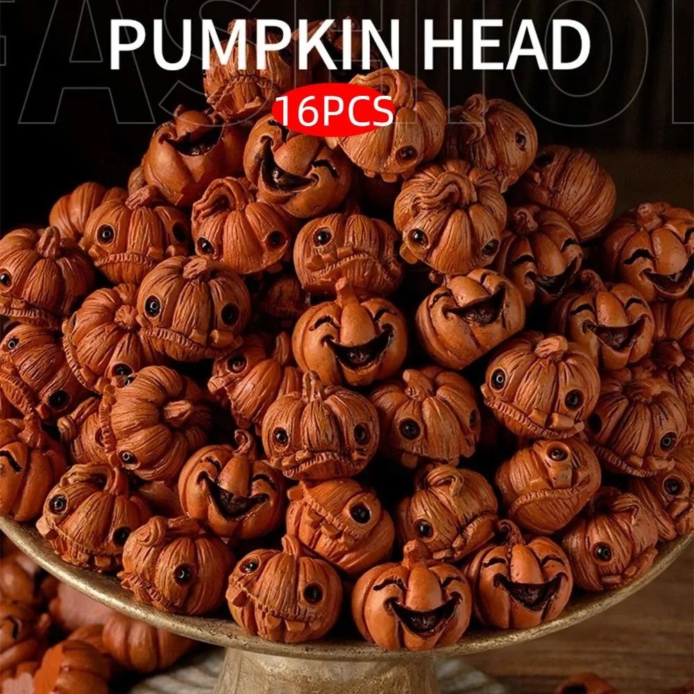 

16Pcs Creative Miniature Halloween Decor Resin Unique Mini Pumpkin Figurine Gothic Style Handmade Resin Pumpkin Statue