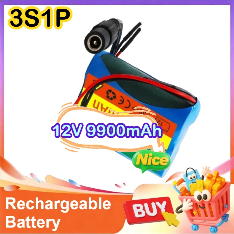 

3S1P 12V 9900mAh 18650 Lithium Ion Battery Pack with BMS Protection Board and Charger