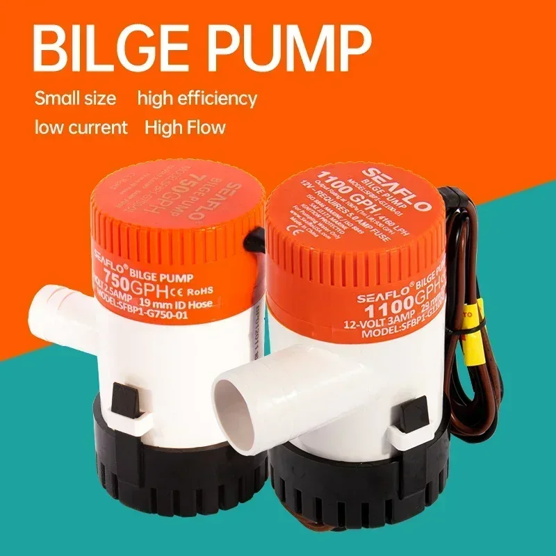 SEAFLO bilge pump 12V24v DC submersible pump marine oil drum cruise ship drain  water pump small miniature battery Boat Parts