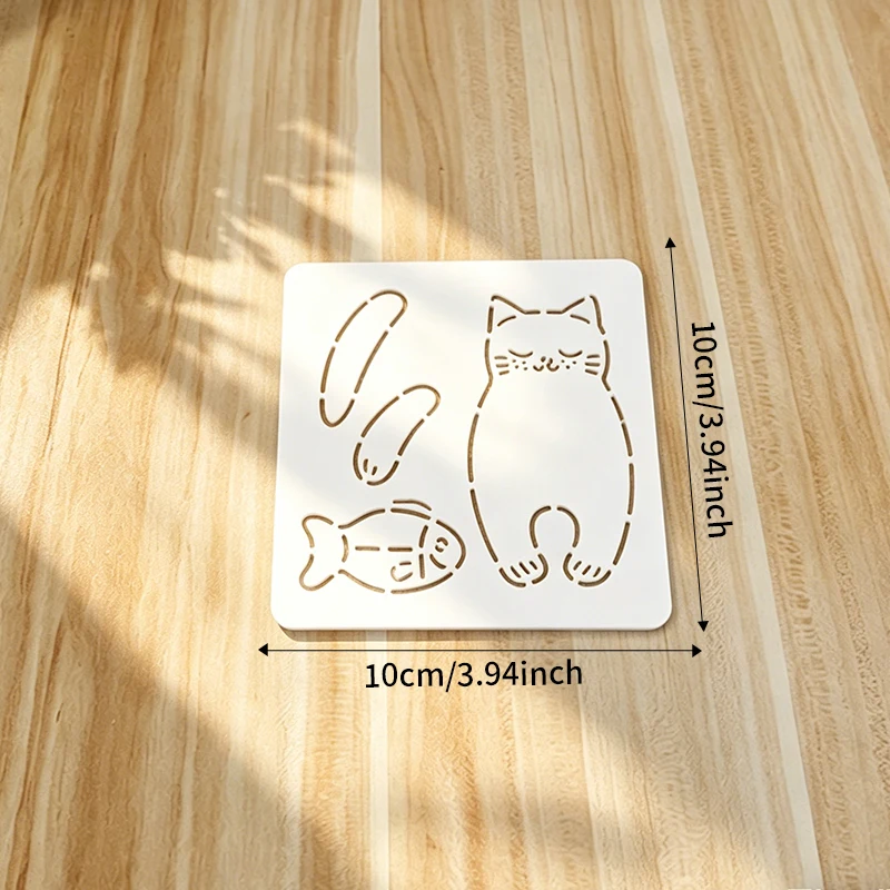 YOMDID 1pc Mini Cat and Fish Patchwork Template, DIY Cat and Fish Quilting Template, Washable and Reusable PET Sewing Template - view 6