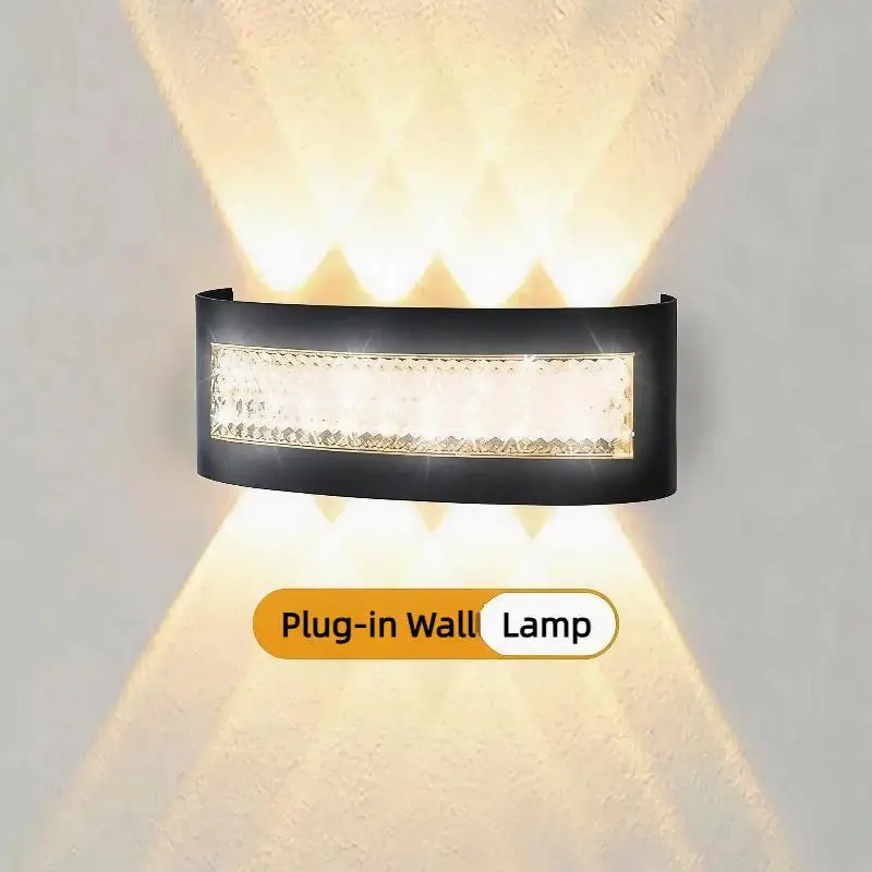 Modern LED Wall Sconce Warm White Up Down Lighting Crystal Decor Black Housing For Hallway Bedroom Porch Decor Glow