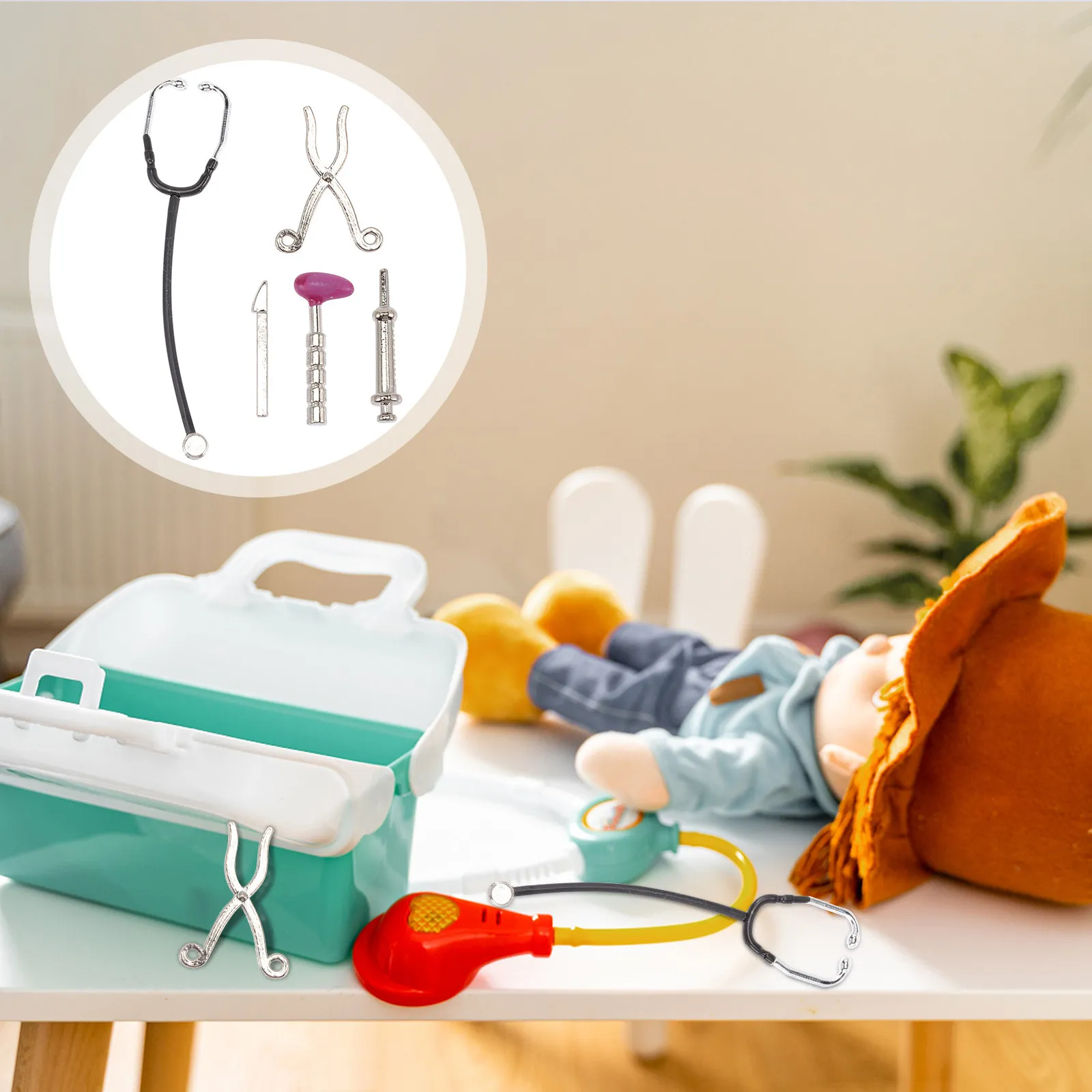 

Набор миниатюрных инструментов для доктора: мини-стетоскоп, шприц, практичные аксессуары для микросцен, миниатюрный стетоскоп, мини-инструменты для доктора