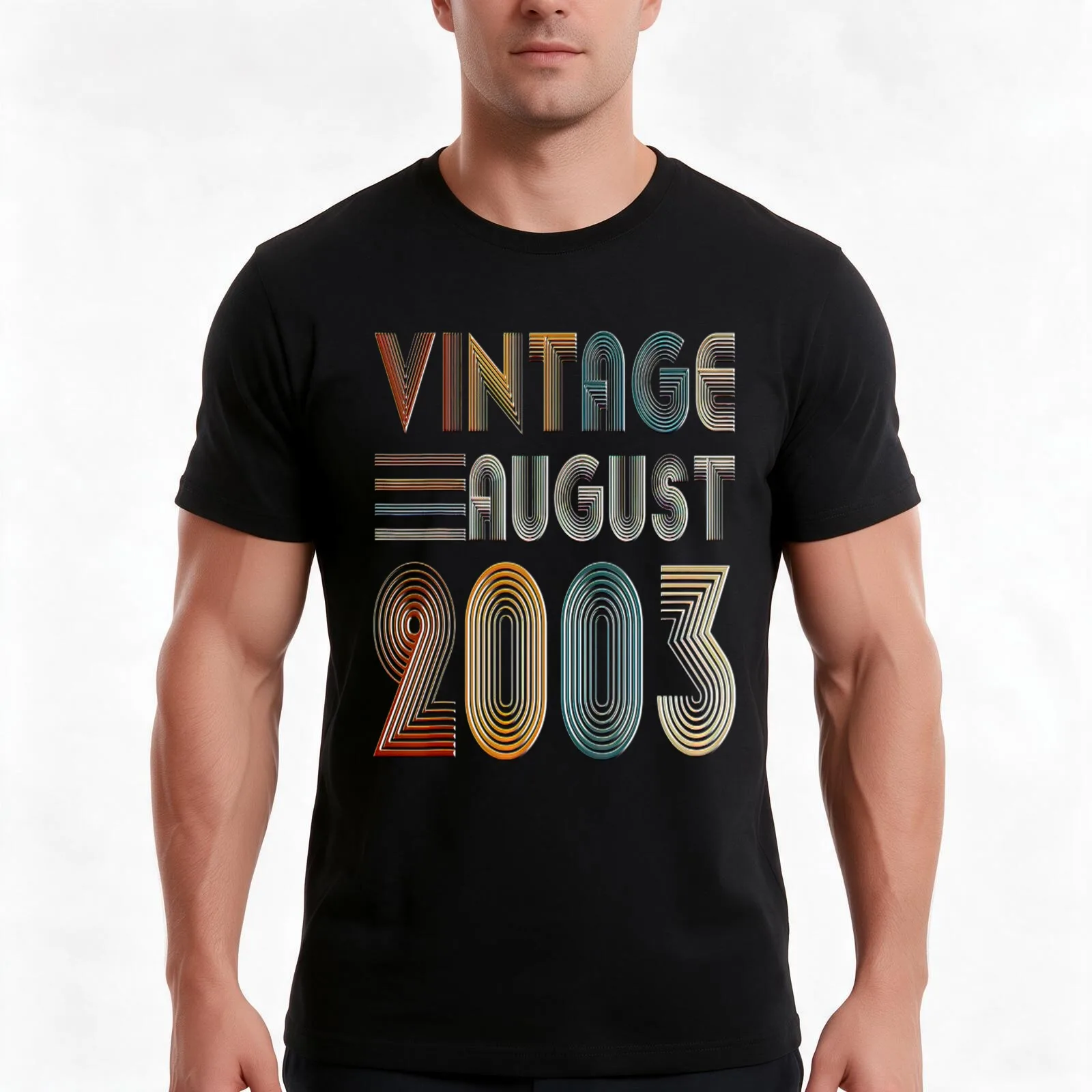 Retro Vintage August 2003 18th Birthday Gifts T-Shirt, Summer Casual Cotton Tee, Oversized Streetwear Tops, Unisex Men Women