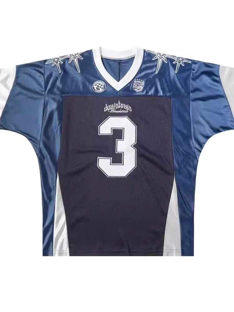 American Retro ort Sve Ball Jersey T-shirt da donna Summer High Street Color Blo Me Loose Sport V-ne Ball orm Top