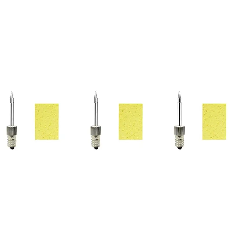 3X USB Soldering Iron Head E10 Interface Battery Soldering Iron Soldering Iron Head Threaded(Pointed)
