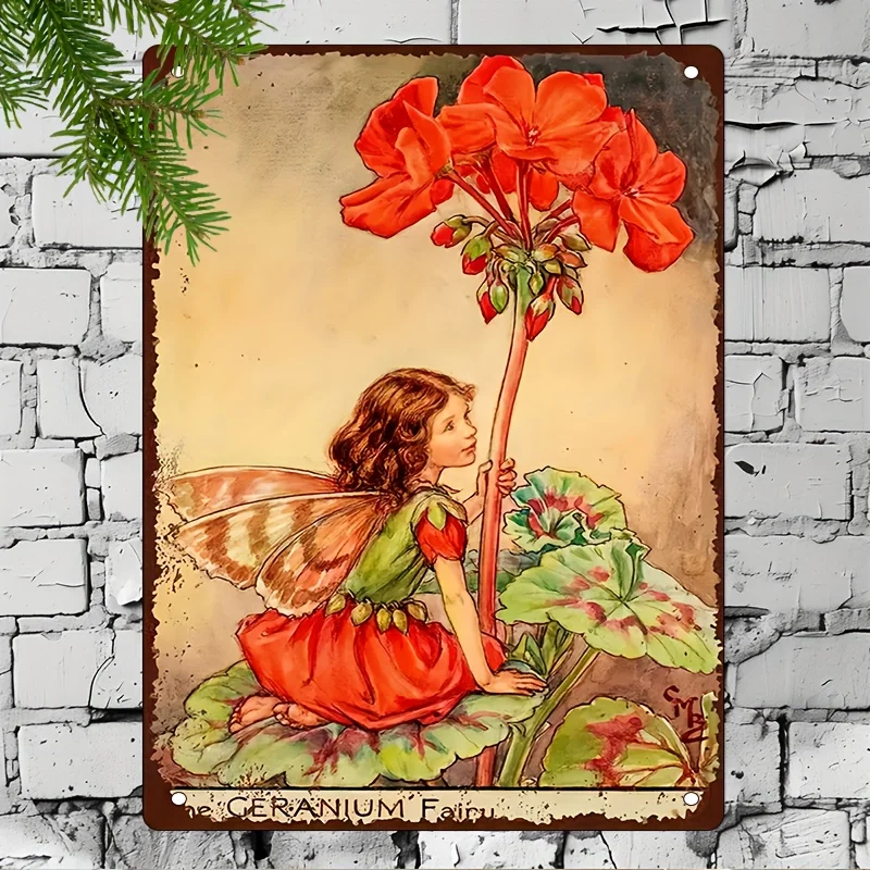 Arte Clásico de Flores de Hadas en Lata, Decoración Vintage para Colgar en la Pared para Habitación, Bar, Cafetería, Garaje, Casa de Campo