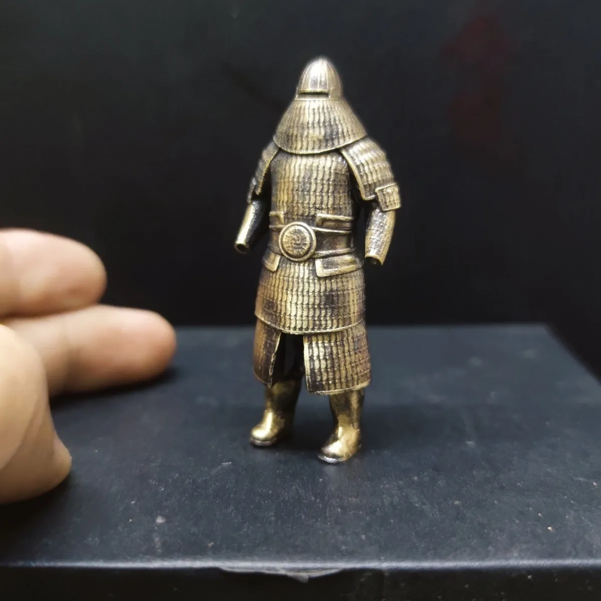 Vintage Brass Qin Warrior Miniature Figurine Ancient Armor Soldier Model Historical Diorama Desktop Decor Craft Gift