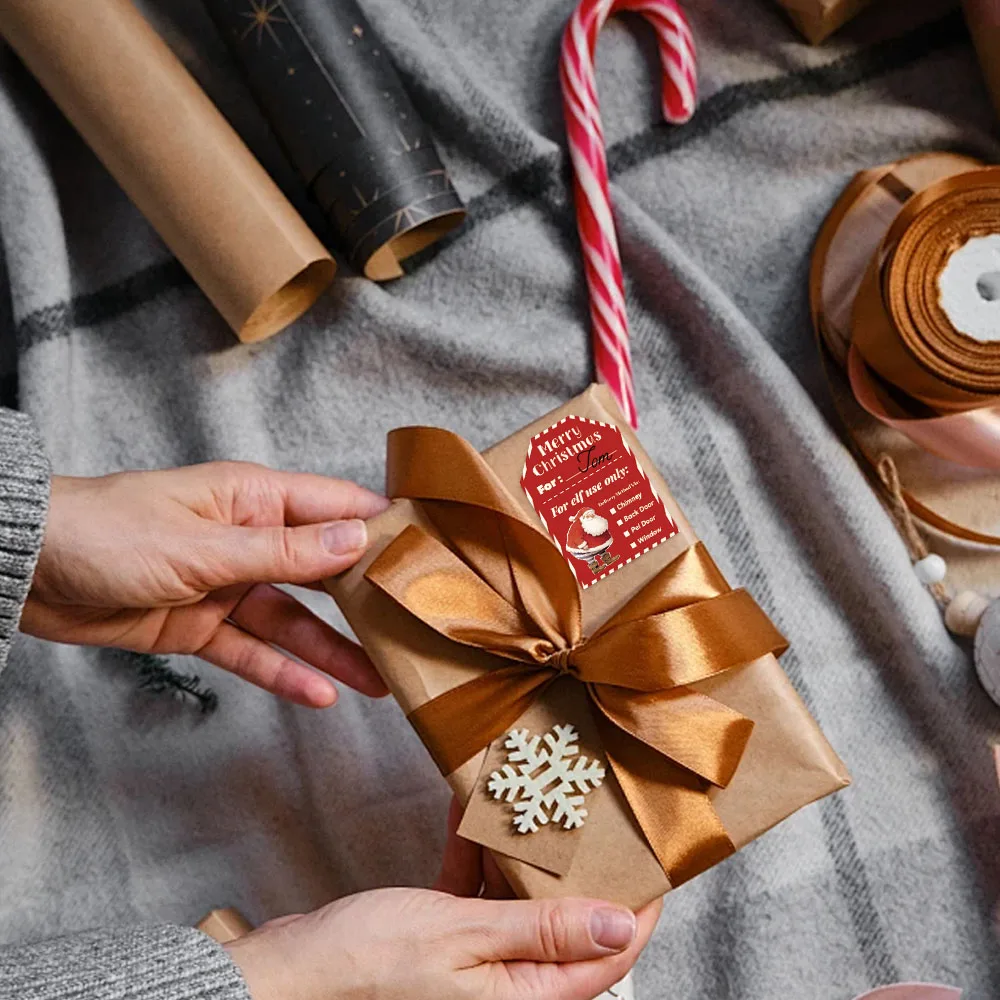 500 szt. Prezent na Boże Narodzenie naklejki w rolce wykwintne dekoracje na prezenty świąteczne naklejka z imieniem i nazwiskiem materiały do ​​ręk wodoodporne