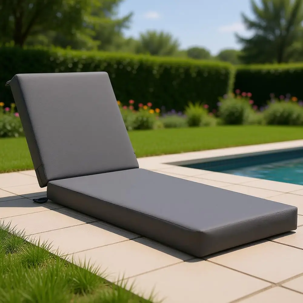 

Grey Outdoor Lounge Chair Cushions, Waterproof for Patio and Pool, 72 x 22.5 x 3.5 Set of 1