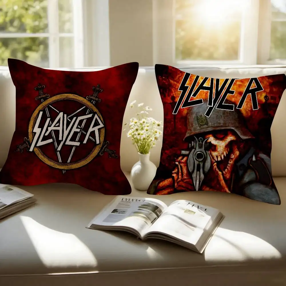 Classic band Slayer Double-sided Printed pillow cover Short plush Suitable living rooms bedrooms sofas throw cushion cover