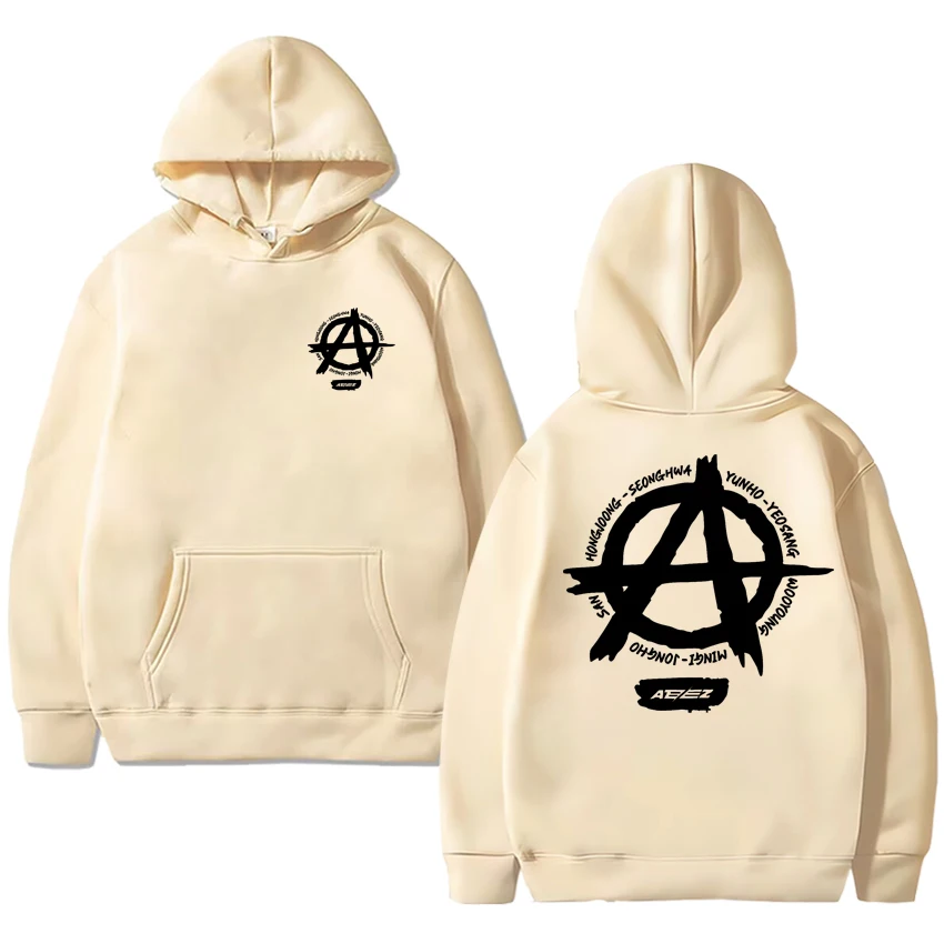 Kpop Ateez Double Sided Logo printed Hoodie Autumn Winter Men women Trend Y2k Sweatshirt Unisex Fleece Casual vintage pullovers