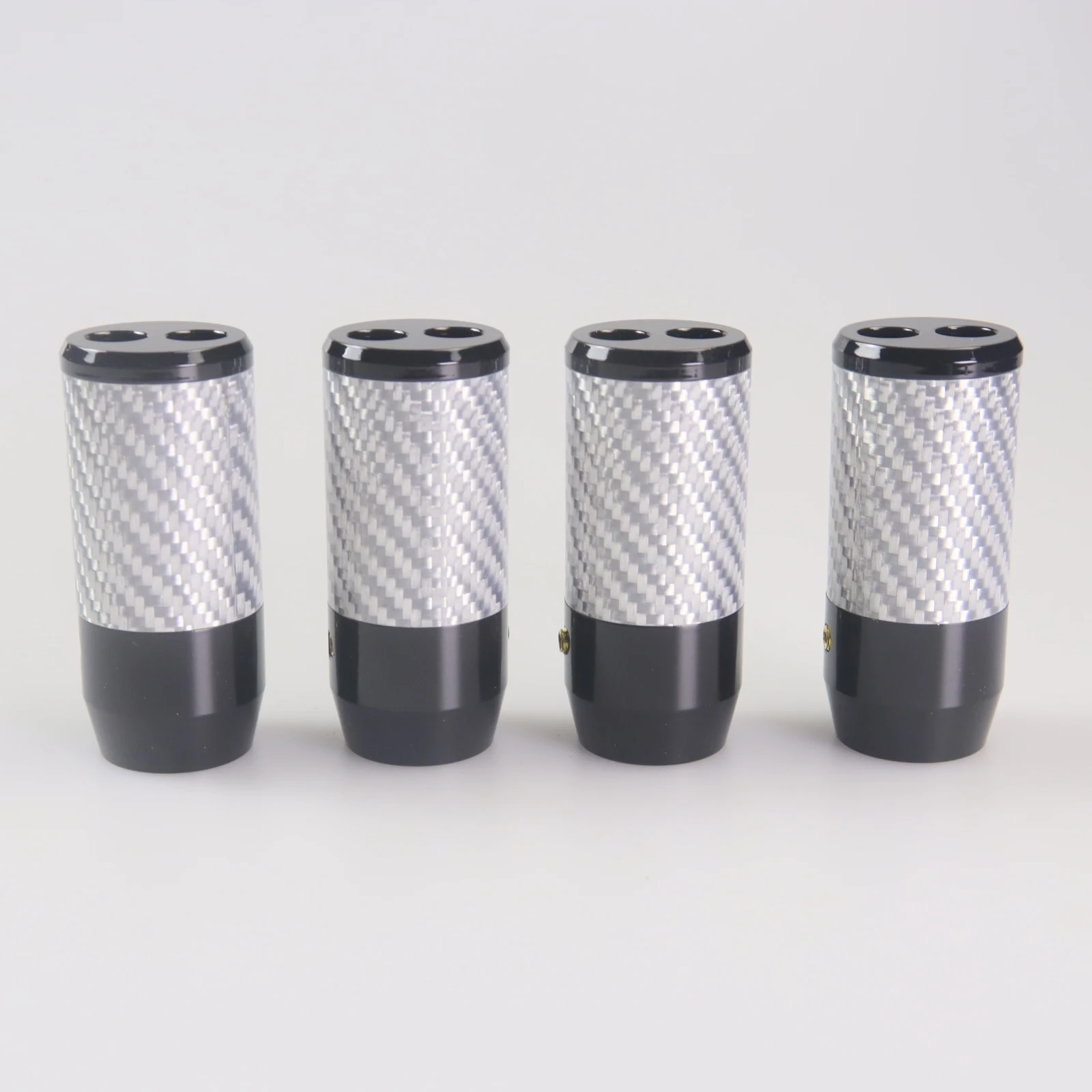 

New 4pcs Carbon fiber Speaker wire splitter 19mm to 2x8mm Speaker Cable Y Branching ring 1 in 2 out for DIY hi end Audio Wire