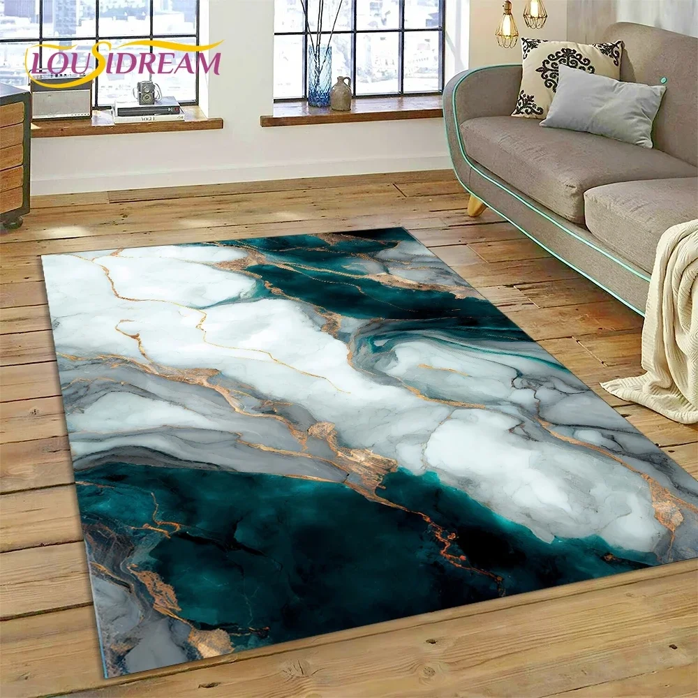 Luxurious Green Gold  Colour Marble Dream Carpet Rug for Bedroom Living Room Sofa Decoration,Children Game Large Decor Floor Mat