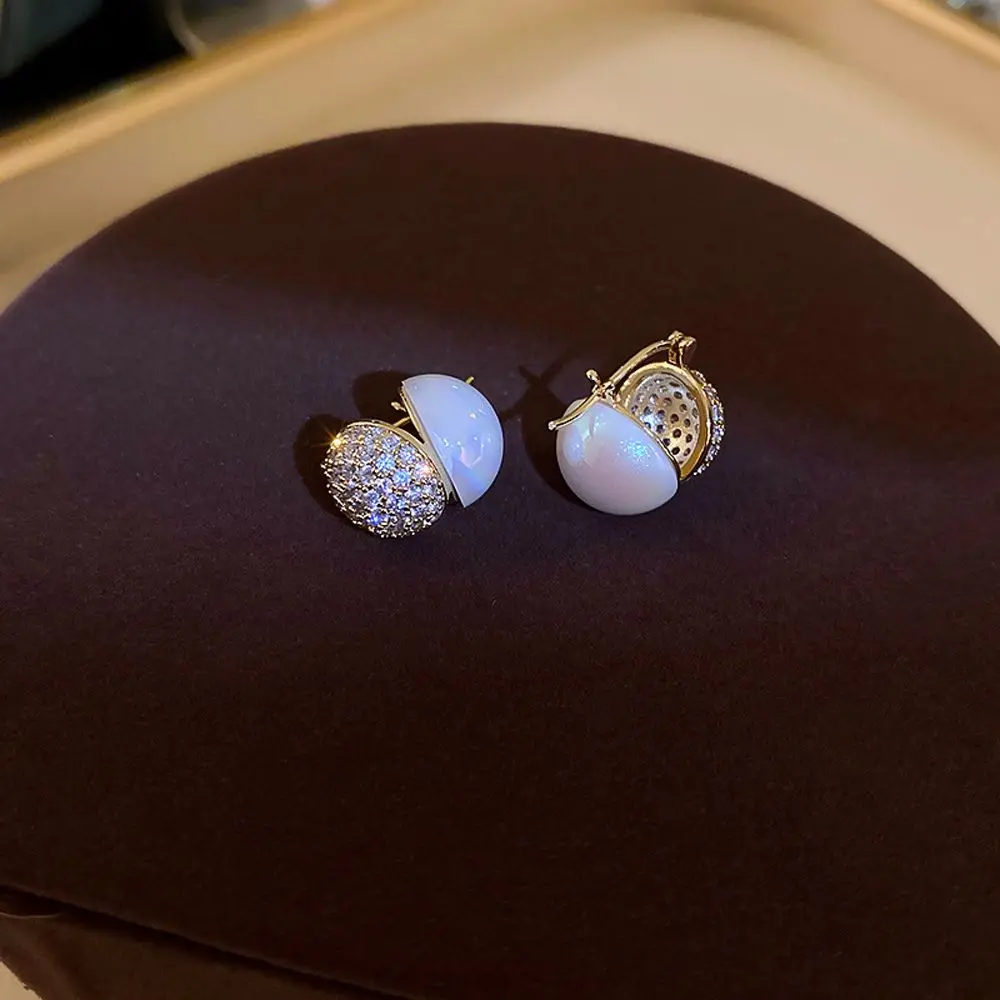 Unique Circle Multi Wearing Method Zircon Mermaid Fashion Jewelry Women Earrings Korean Style Stud Earrings Pearl Earrings