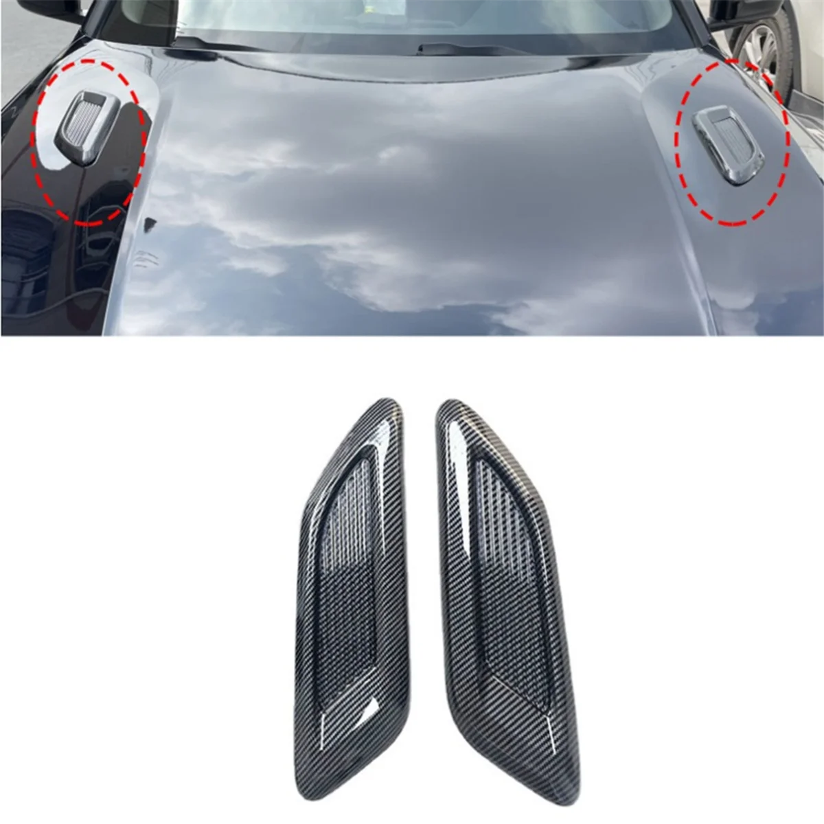 Car Air Flow Intake Hood Scoop Vent Bonnet Decor Cover Center Side Air Outlet Hood Auto Exterior Accessories Universal A