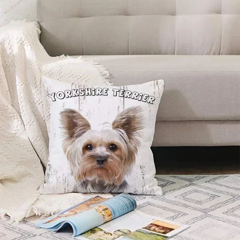 1PC 45*45cm Cute Dog Yorkie Pillow Case Pug Pillows Sofa Car Bed Sofa Pillow Case Bedroom Decoration Cushion Cover
