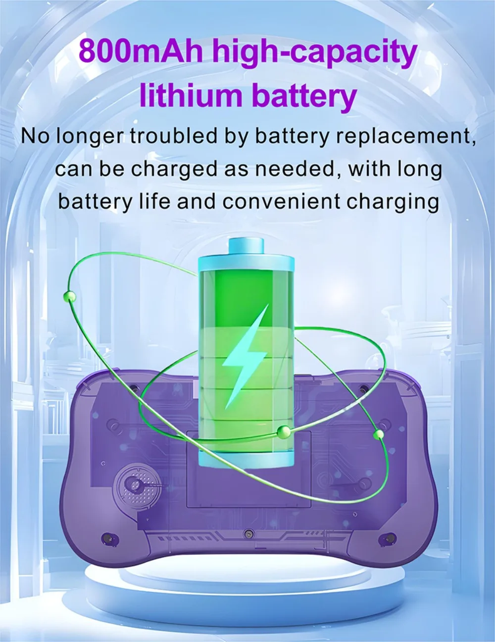 800개의 클래식 게임이 내장된 레트로 휴대용 휴대용 게임 콘솔, 3.5인치 LCD 화면, 2인용 게임패드, 어린이 및 성인용