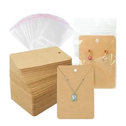 Earring Cards Necklace Display Cards with Bags 50pcs Earring Display Cards 50Pcs Self-Seal Bags Kraft Paper Tags for DIY Jewelry