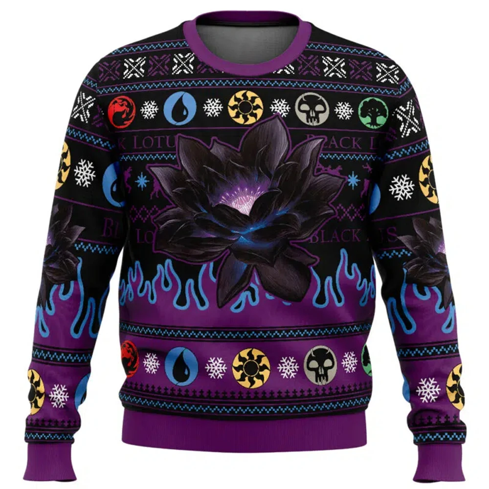 Pull de Noël à col rond pour hommes et femmes, sweat-shirt noir, pull Magic the Gathering, vêtements de Noël, nouveau, 2025