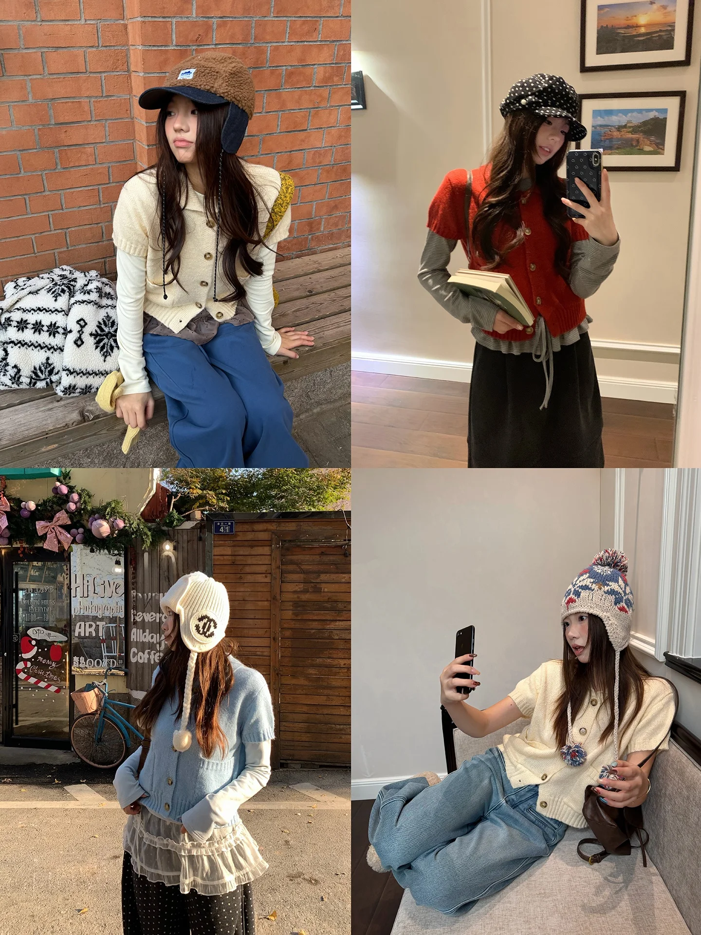 

Новинка: Женский вязаный топ на пуговицах с коротким рукавом в корейском стиле, мягкая верхняя одежда из смесового полиэстера для многослойных образов, зимняя коллекция