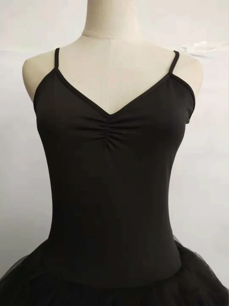 Costume de Ballet cygne blanc et noir pour femmes et enfants adultes, sans manches, dos nu, Tutu Long professionnel, justaucorps de gymnastique pour filles