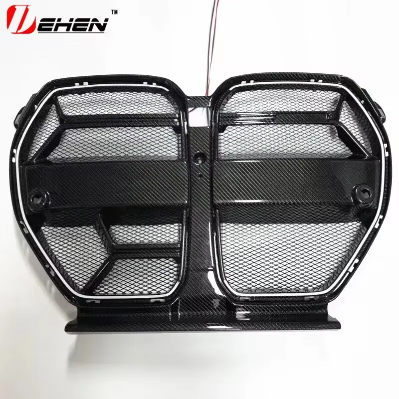 LED luminous Racing Grills for BMW New M3 M4 G80 G81 G82 G83 RBG Dry Carbon Fiber Front Grille Replacement 2019-2025