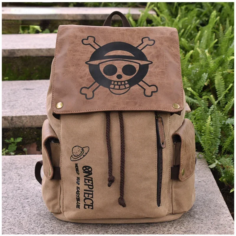 The New One Piece Anime Peripheral Backpack Shoulder Bag Primary and Secondary School Students Canvas School Bag Gifts