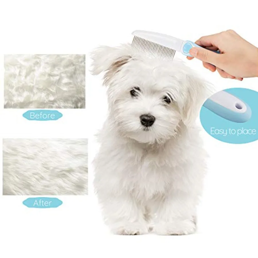 개를위한 전문 스테인레스 스틸 손질 빗 긴 곱슬 머리카락을위한 고양이 Detangler는 힘든 매트 매듭 엉킴을 제거합니다 PainFre