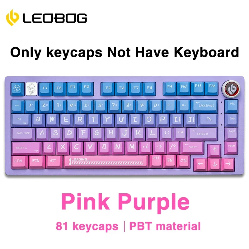 LEOBOG Hi75 keycap 81 tombol PBT lima sisi pewarna sublimasi kualitas tinggi bahan Cherry profil tutup kunci DIY Aksesori Keyboard