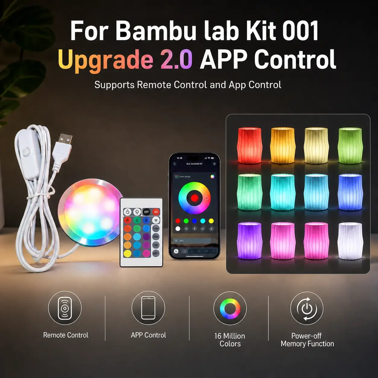 Für Bambu Lab LED-Lampen-Kit 001 Hardware Bambulab Upgrade 2.0 Licht-Kit 001 LED-Lichtteile DIY-Modell Ohne 3D-Druckteile
