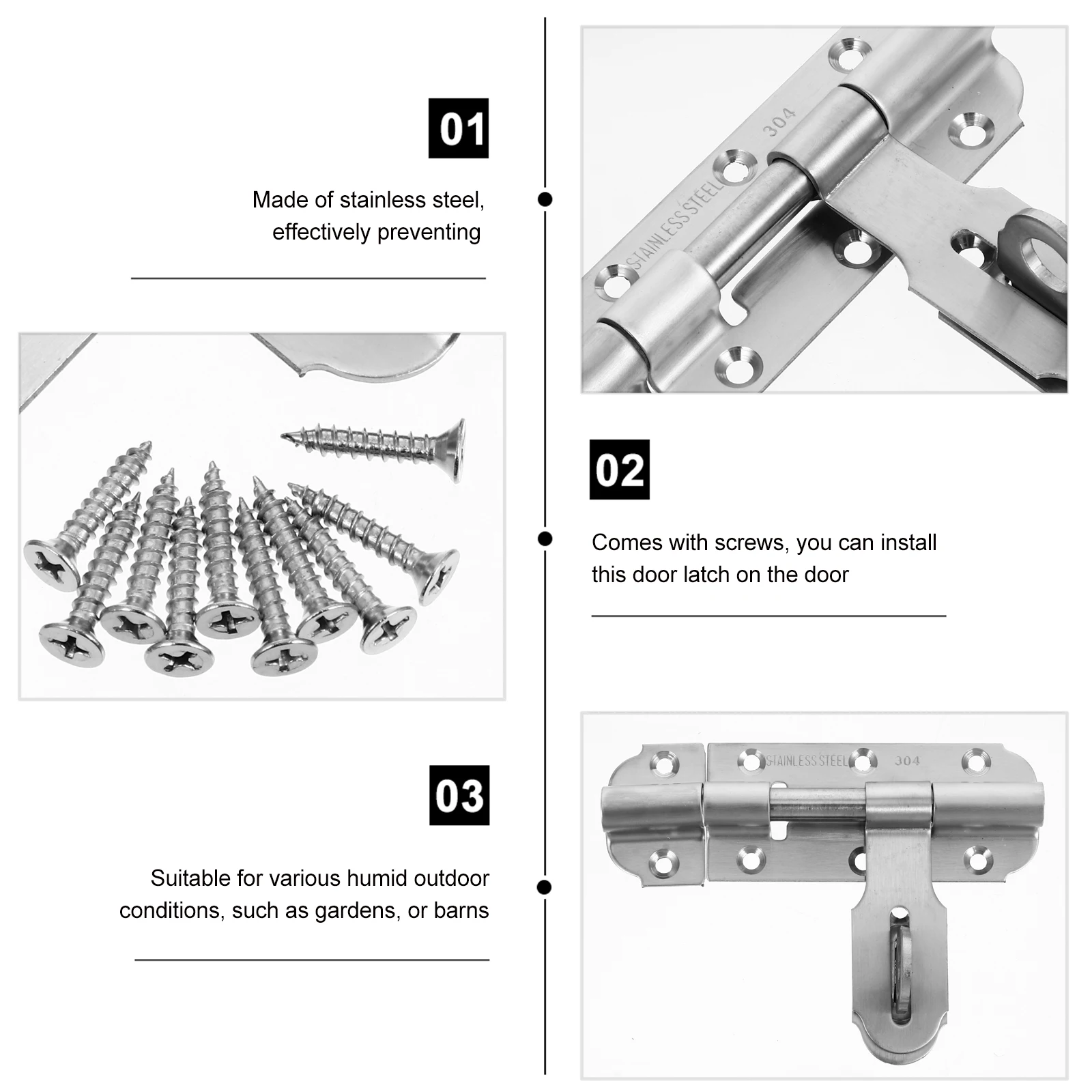 

Stainless Steel Heavy Duty Door Bolt Latch Hardware Gate Lock Home Safety Barrel Bolt Locks Security Latch For Garden Barn