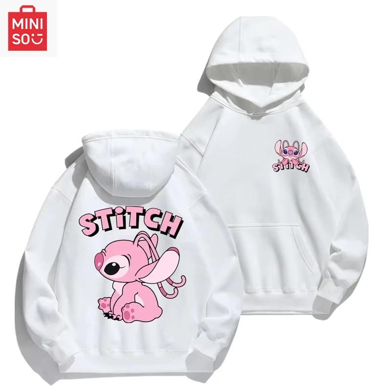 

MINISO Disney 2025 new comfortable pullover hooded sweatshirt autumn fashion street style no lanyard printed cotton hoodie femal