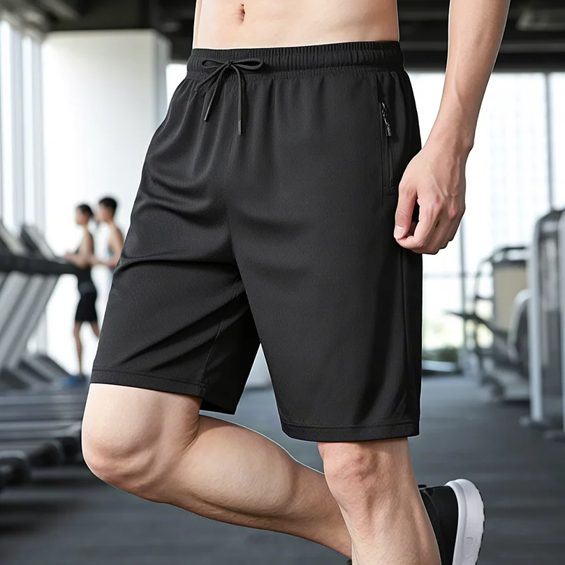 Summer Sports Shorts Men Ice Silk Mesh Loose Five-Point Pants Shorts Thin Men's Casual Pants 2025 Beach Short Trousers Z1