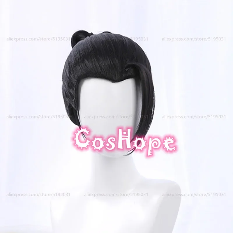 Suguru Geto Cosplay Wig Pre Styled Tied Up Wig Black Wig Cosplay Anime Cosplay Wigs Heat Resistant Synthetic Wigs