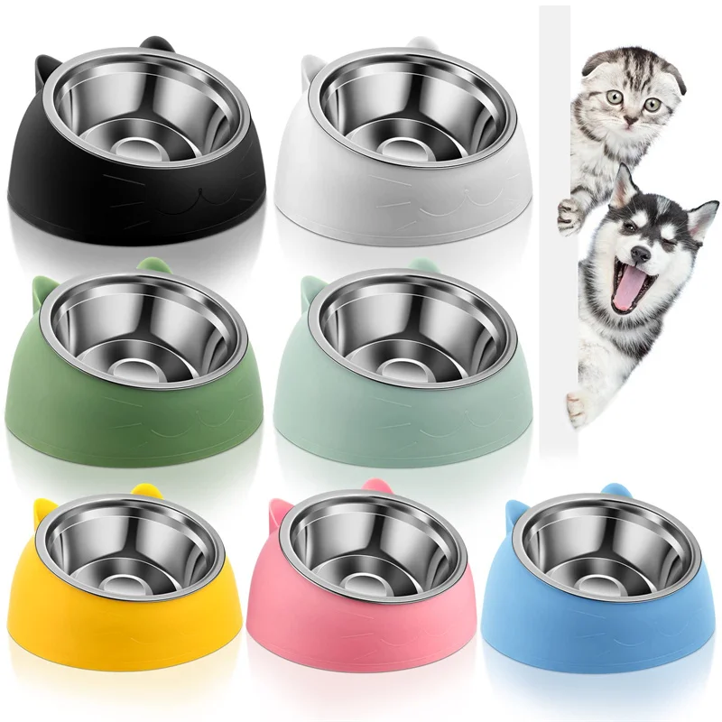 Pet Bowls Dog Food Water Feeder Stainless Steel Pet Drinking Dish Feeder Cat Puppy Feeding Supplies Small Dog Accessories