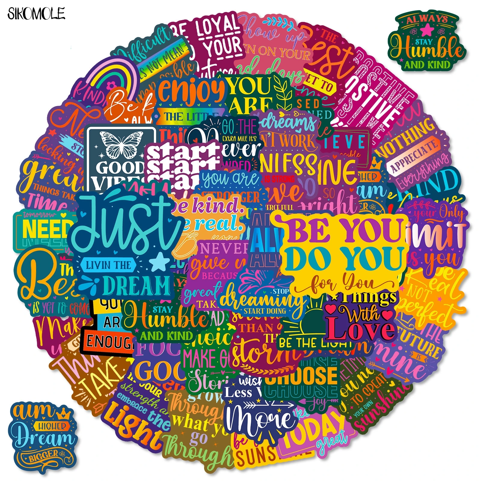 10/30/50PCS Inspirational Text Stickers Color Healing English Bookkeeping Materials Stationery Decoration Decal Graffiti Sticker