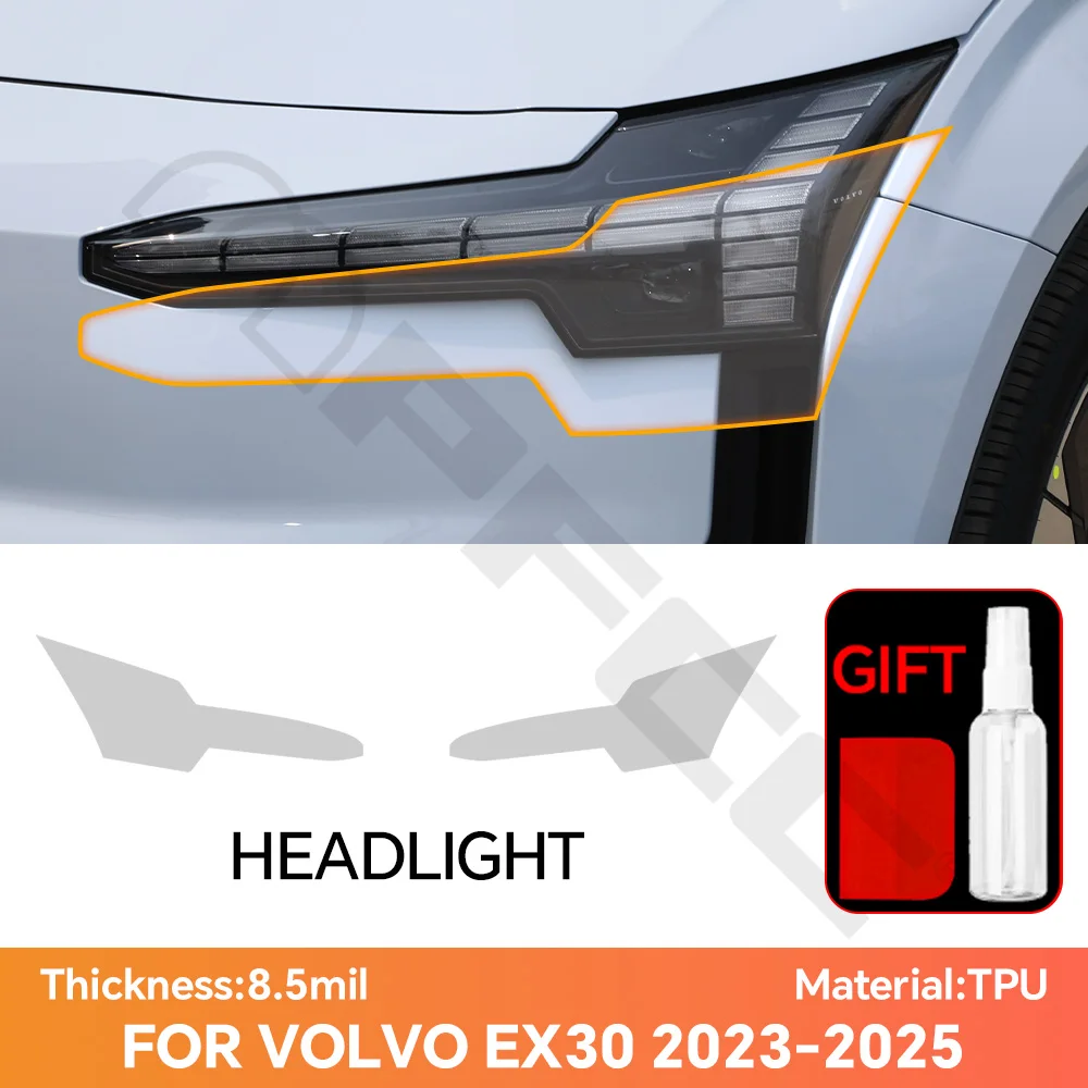 Precut For Volvo EX30 2023-2025 Clear Paint Protection Film TPU Self-Healing Non-Yellowing Headlight Rearview PPF Car Wrap Film