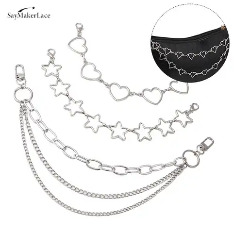 Multi-layer Metal Chain Strap DIY Personality Butterfly Heart Star Pendant Shoulder Bag Chain Straps Accessories