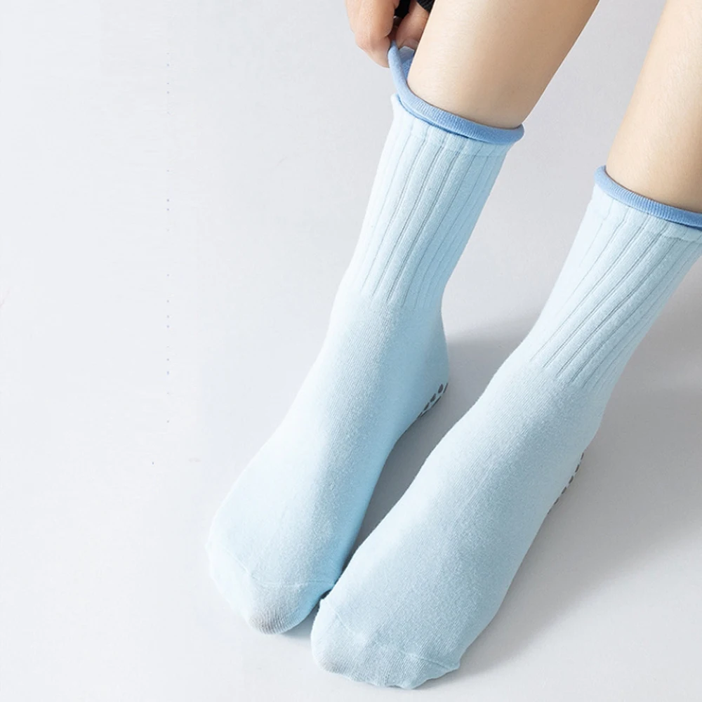 موضة موجة حافة المرأة اليوغا الجوارب بيلاتيس المضادة للانزلاق قصيرة أنبوب القطن الرياضة داخلي الهوائية تمارين اللياقة البدنية جوارب يمكن السير بها على الأرض #5