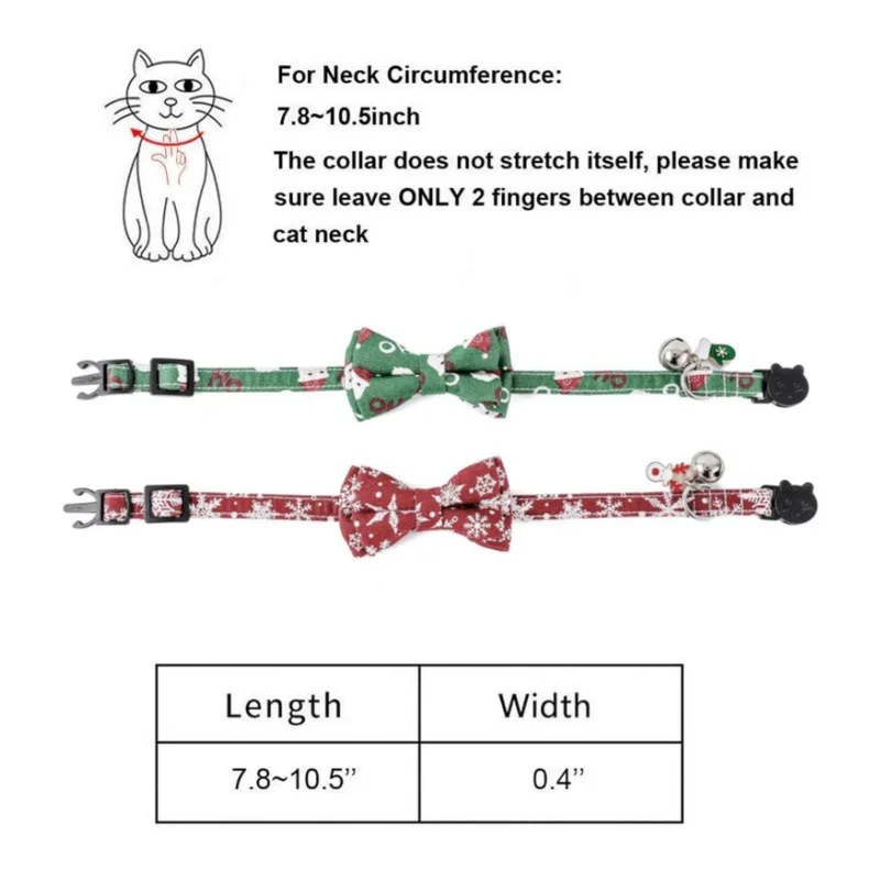 TONG Christmas Cat Collars with Bandana Bell Cat Bandana Collar with Removable Scarf Cat Christmas Collar for Cats