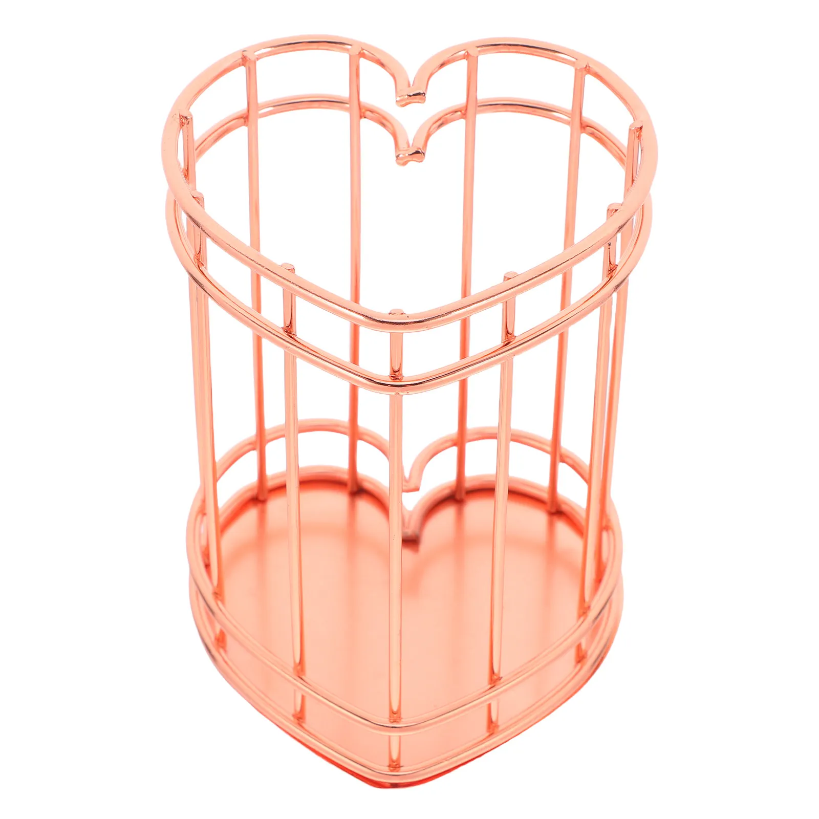 

Heart Shape Metal Pen Holder for Desk Premium Smooth Texture Desktop Stationery Organizer Pencil Holder Makeup Brush Container