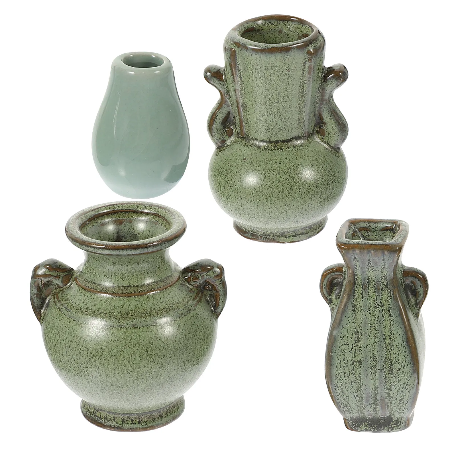 4Pcs Ceramic Mini Flower Vases Zen Style Cute Small Bud Vases for Desktop Windowsill Decorative Flower Holders
