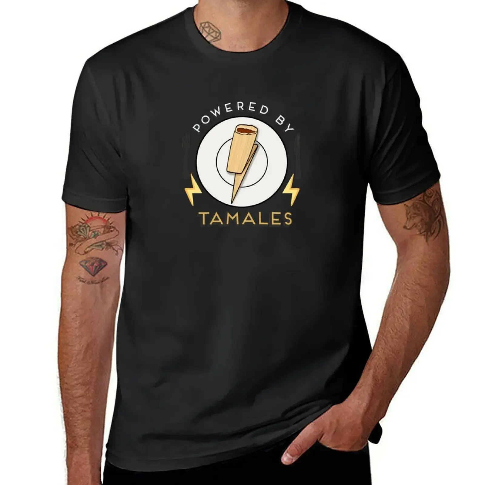 Funny Latino Food Powered by Tamales T-Shirt cute clothes oversized graphic tee man t shirt vintage t shirts mens plain t shirts