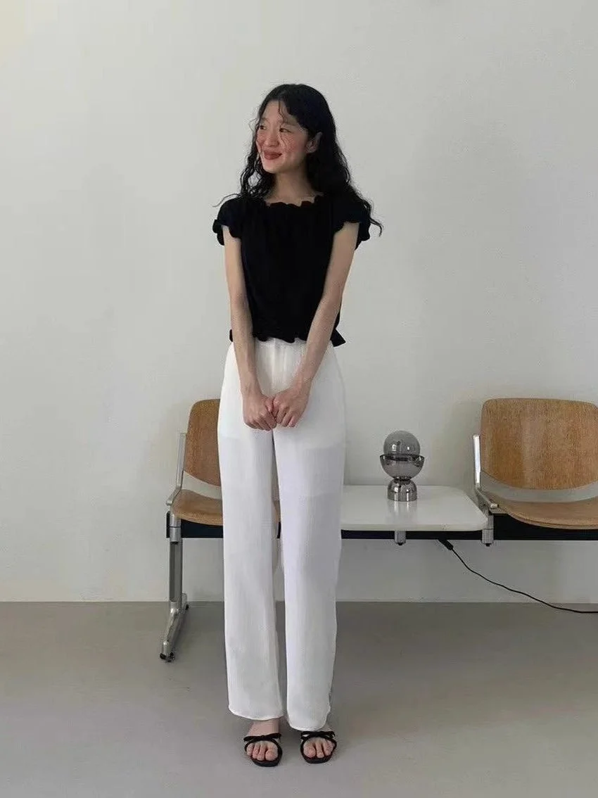 Chic Beautiful Wooden  Bell Sve irt Women Summer Unique ort Top T-irt Sweet Sle High Waist round Ne ort Sl...