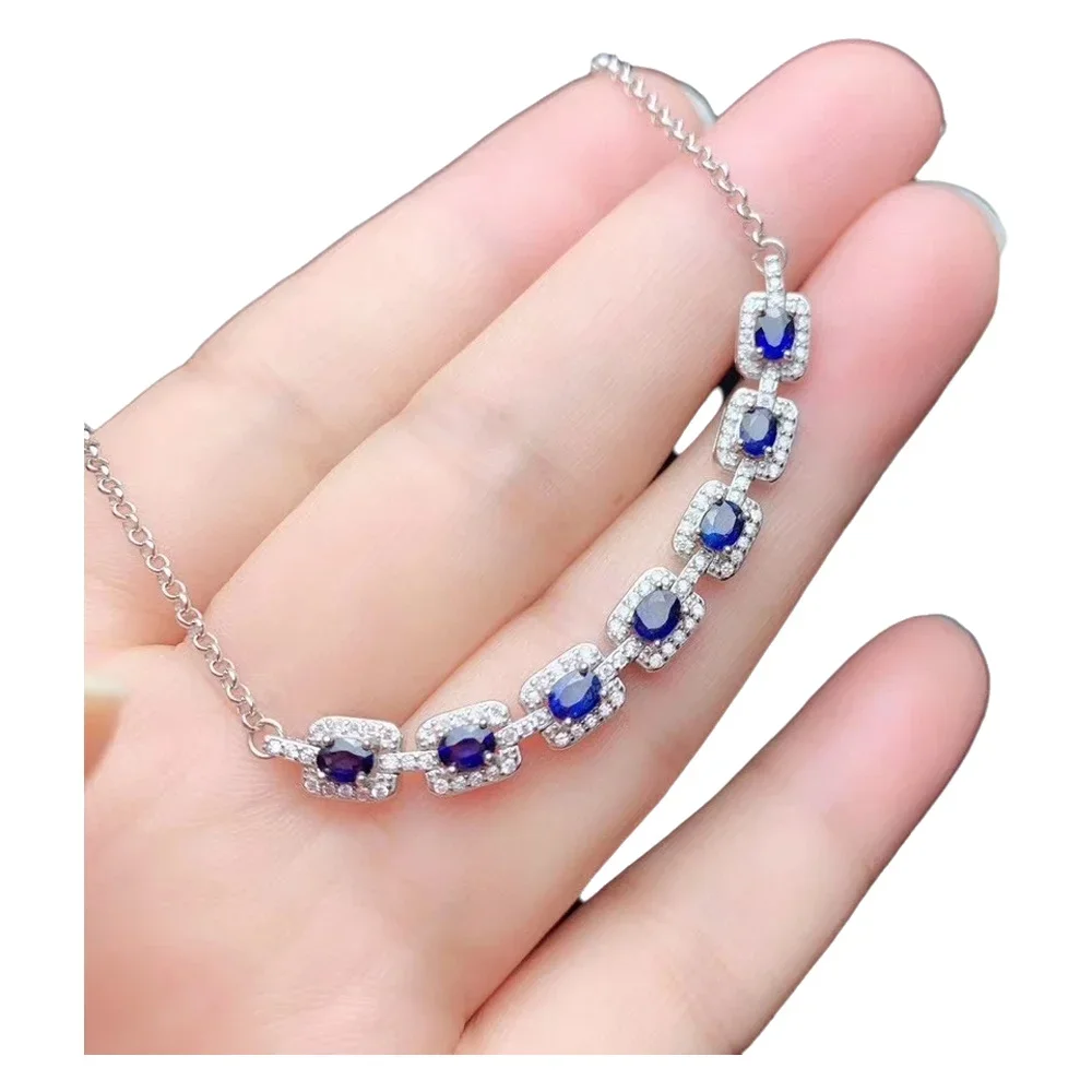 

KJJEAXCMY-925 Sterling Silver Inlaid Gemstone Hand Bracelet for Women, Fine Jewelry, Trendy Support Test, Hot Selling
